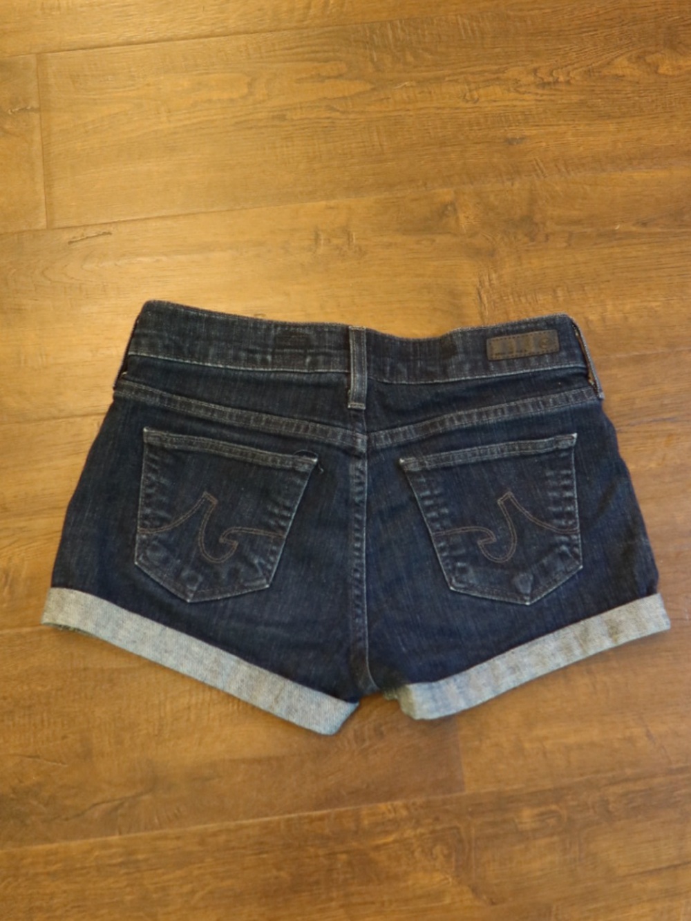 Ag Adriano Goldschmied Dark Blue Cuffed Denim Shorts